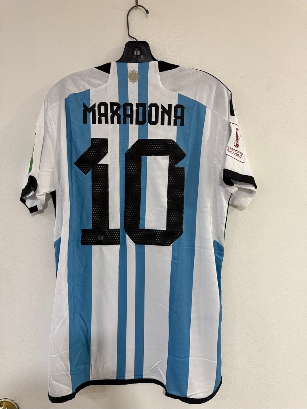 Authentic Maradona adidas Argentina Home Soccer Jersey - White & Sky Blue